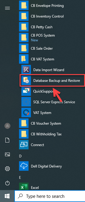 เปิดโปรแกรม โดยคลิกที่ Database Backup and Restore