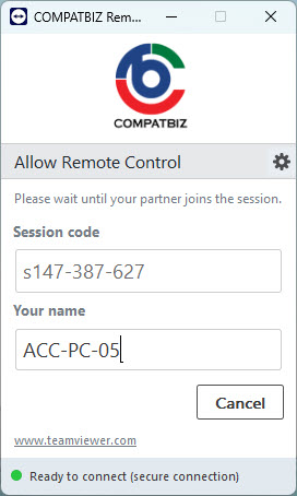 หน้าต่าง QuickSupport ขึ้นสถานะ Ready to connect